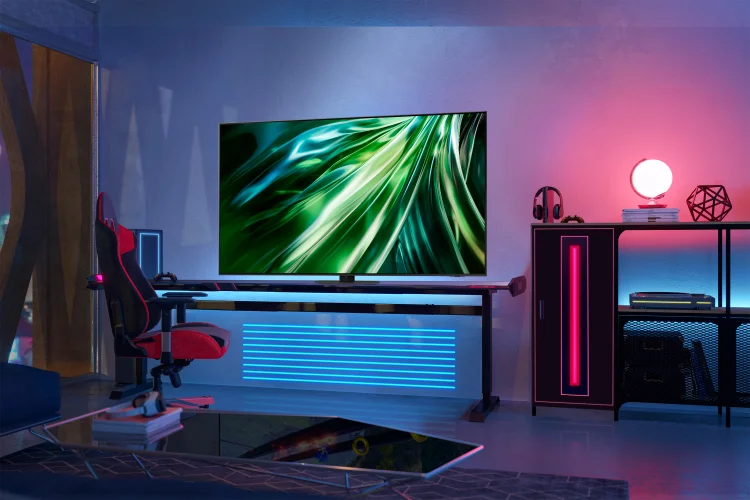 Processador especializado em inteligência artificial: Disponíveis em aparelhos com telas que vão de 43 a 85 polegadas, as novas Samsung AI TVs trazem cinco grandes novidades para o consumidor brasileiro. Três delas estão diretamente ligadas ao hardware. (SAMSUNG/Divulgação)