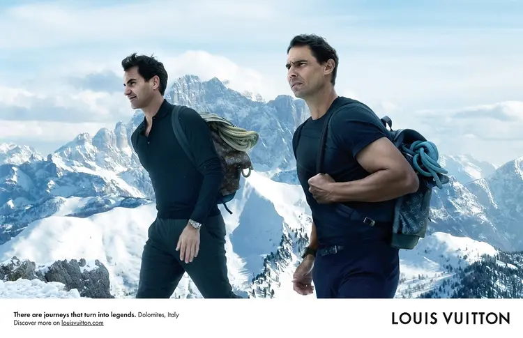 Federer e Nadal em campanha da Louis Vuitton: jornadas extraordinárias (Louis Vuitton/Divulgação)