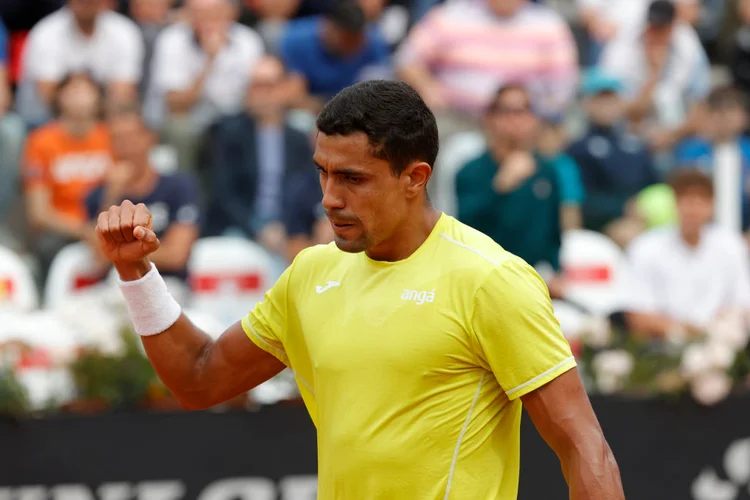 Thiago Monteiro em partida contra Kecmanovic (Ciro De Luca/Getty Images)