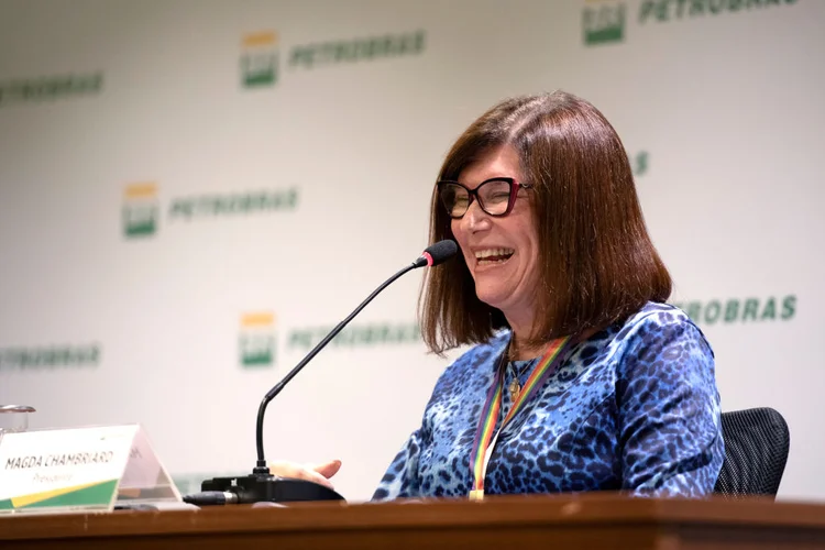 Magda Chambriard em 1ª coletiva como CEO da Petrobras (Lucas Landau/Bloomberg via/Getty Images)