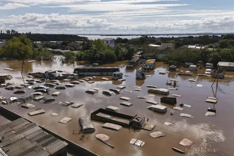 Vista aérea das inundações em Eldorado do Sul, RS, em 9 de maio de 2024 (AFP)