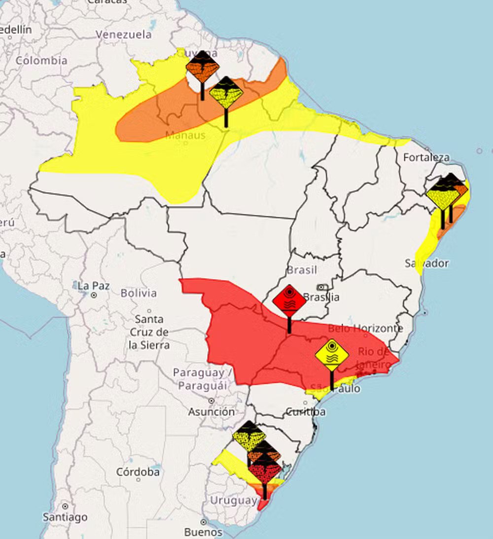 Veja os alertas do Inmet para esta terça-feira,7 — Foto: Reprodução/Inmet