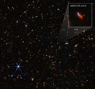 Imagem referente à matéria: Telescópio James Webb bate próprio recorde ao encontrar galáxia mais distante conhecida