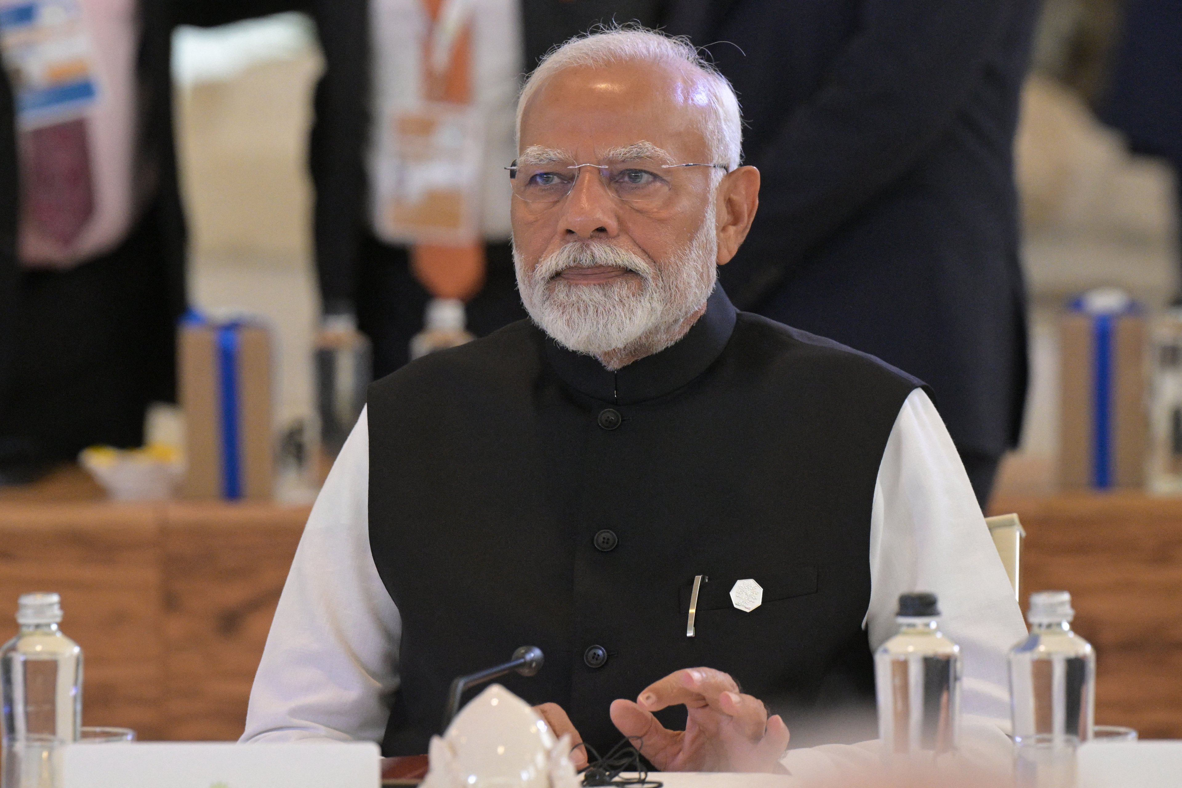 Narendra Modi, premiê da Índia, durante reunião do G7 em Bari, na Itália, em 14 de junho