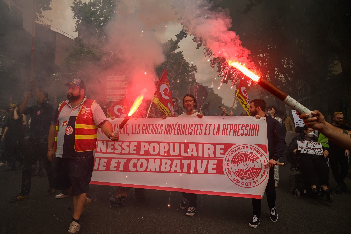 People take part in an anti far-right rally after French president called legislative elections following far-right parties' significant gains in European Parliament elections, in Toulouse on June 15, 2024. Less than a week after the earthquake of the dissolution, opponents of the far-right are called by trade unions, associations and the left-wing coalition of the 