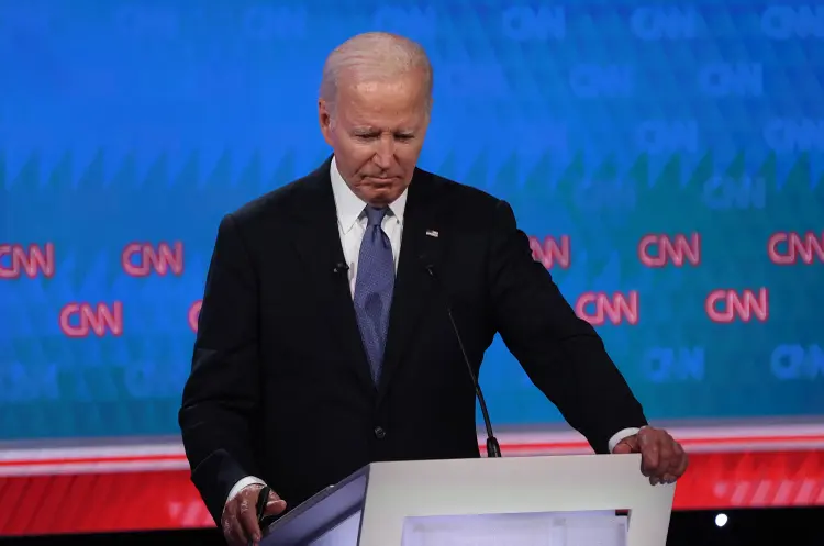 Joe BIden, presidente dos EUA, durante debate em Atlanta (Justin Sullivan/AFP)