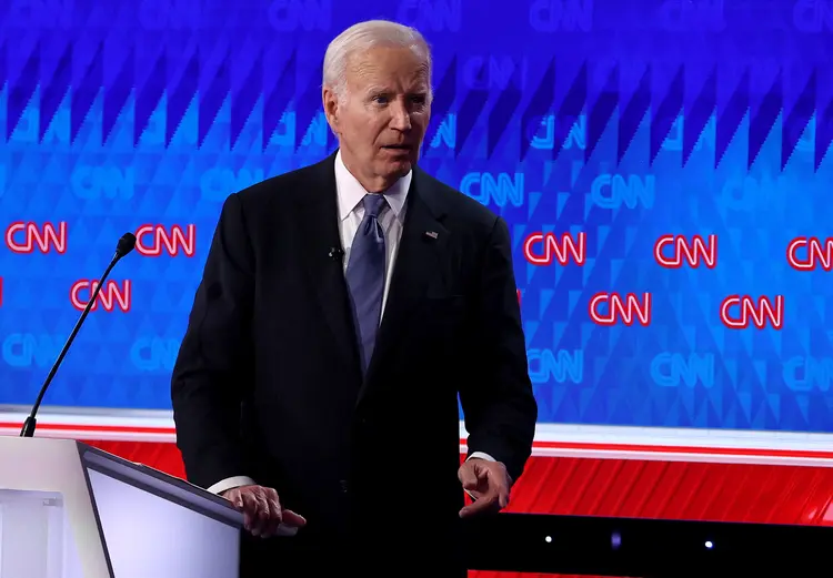Joe Biden, presidente dos EUA, durante debate na CNN (Justin Sullivan/AFP)