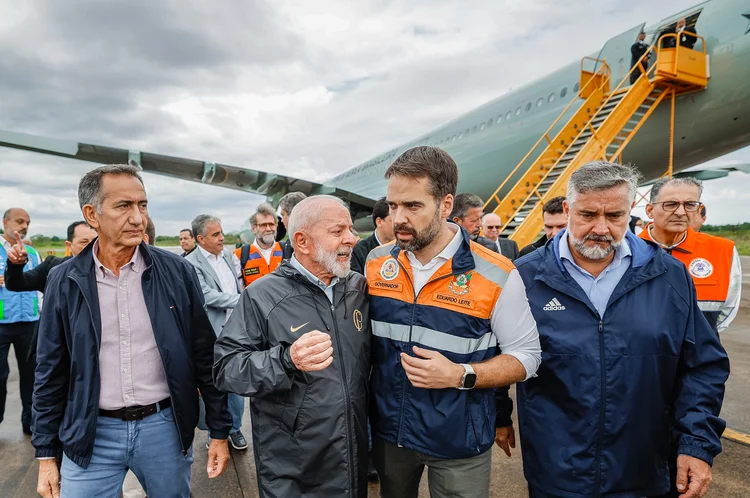 Lula e o governador Eduardo Leite, no Rio Grande do Sul (Ricardo Stuckert / PR/Divulgação)