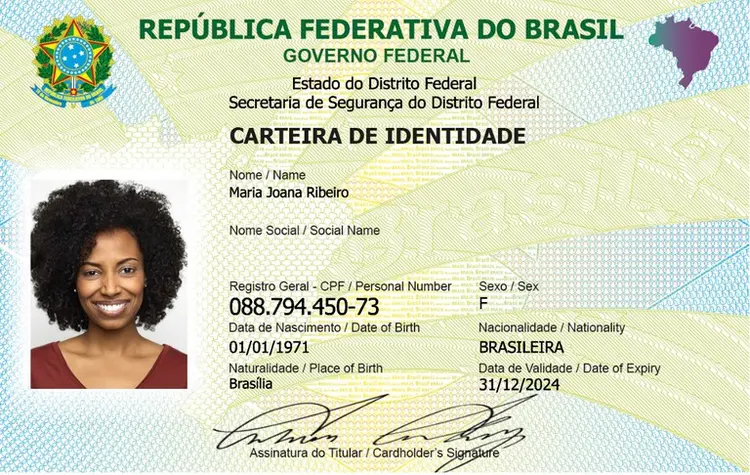 Modelo de como é a nova Carteira de Identidade Nacional (CIN)  (Governo Federal / Divulgação )