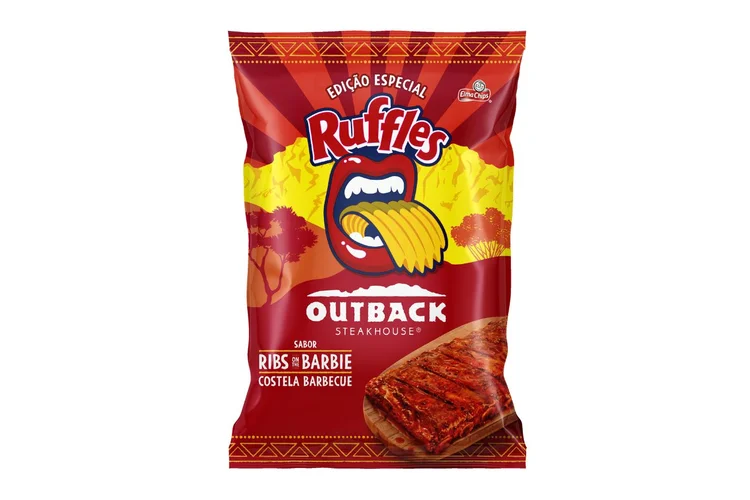 Nova batata Ruffles em parceria com o Outback no sabor 'Ribs on The Barbie - Costela Barbecue' (Divulgação/Ruffles)