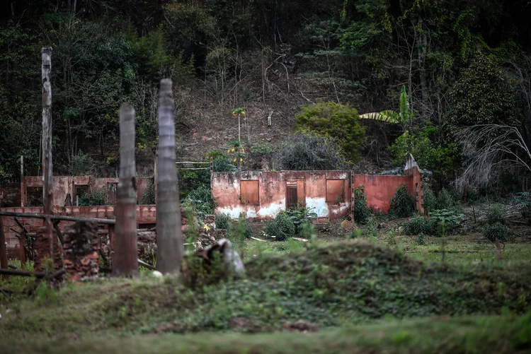 Na antiga Paracatu, uma das casas atingidas pela lama de rejeitos em novembro de 2015  (DOUGLAS MAGNO/AFP/Getty Images)