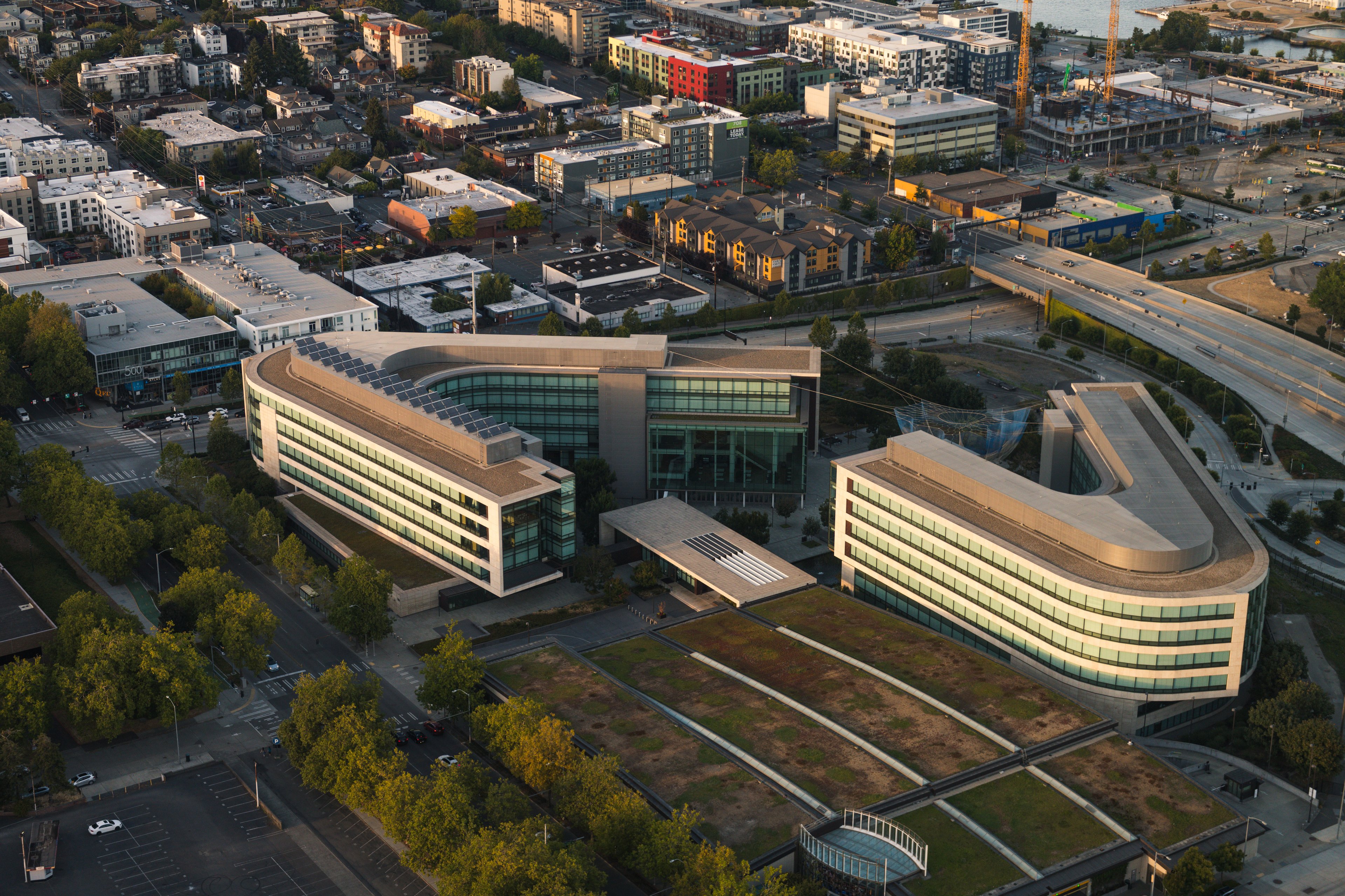 Seattle, USA - Sep 2, 2020: The Gates Foundation in the South Lake Union neighborhood late in the day.