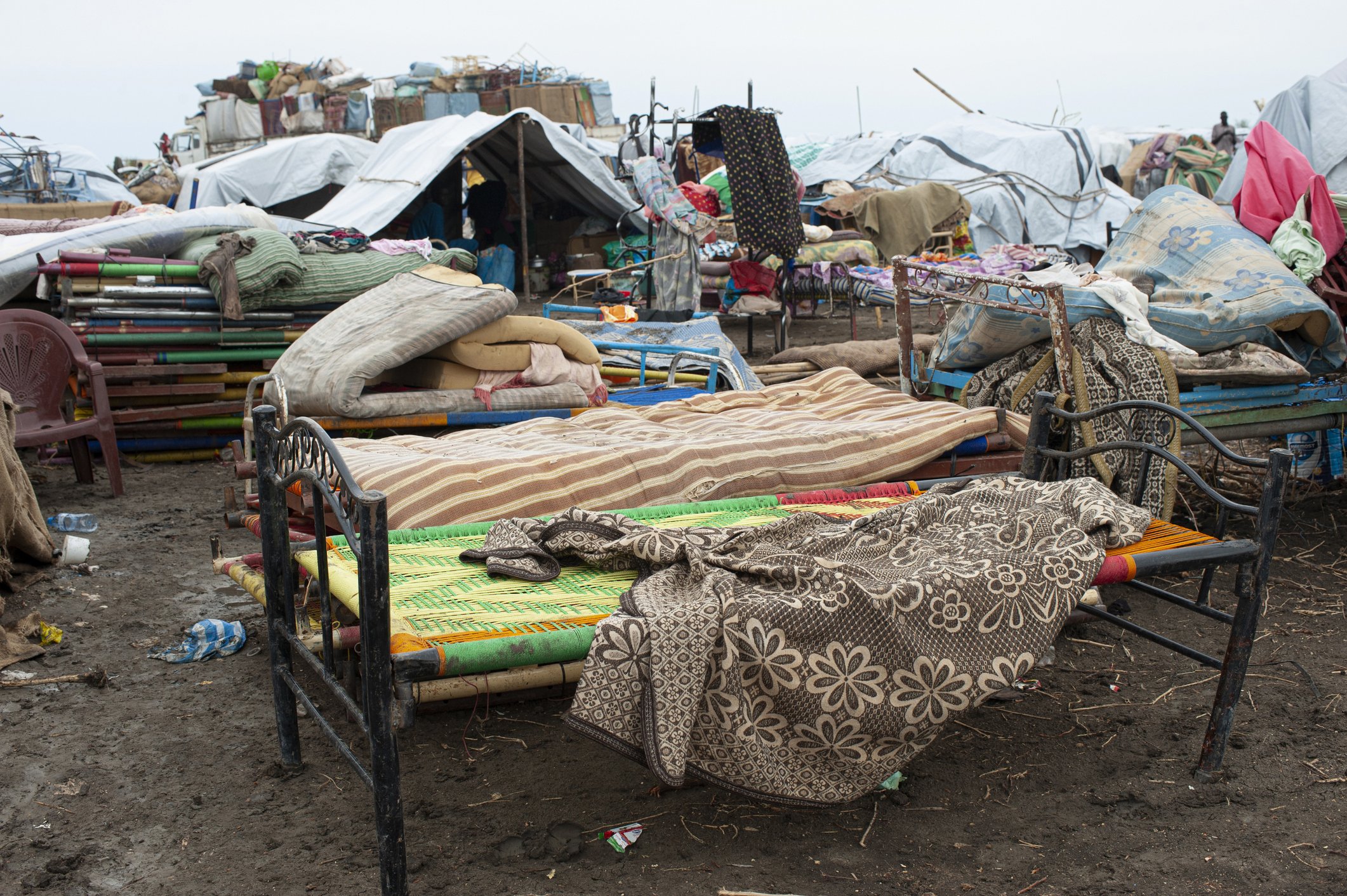 Belongings at Malakal transit site in South Sudan's Upper Nile State.