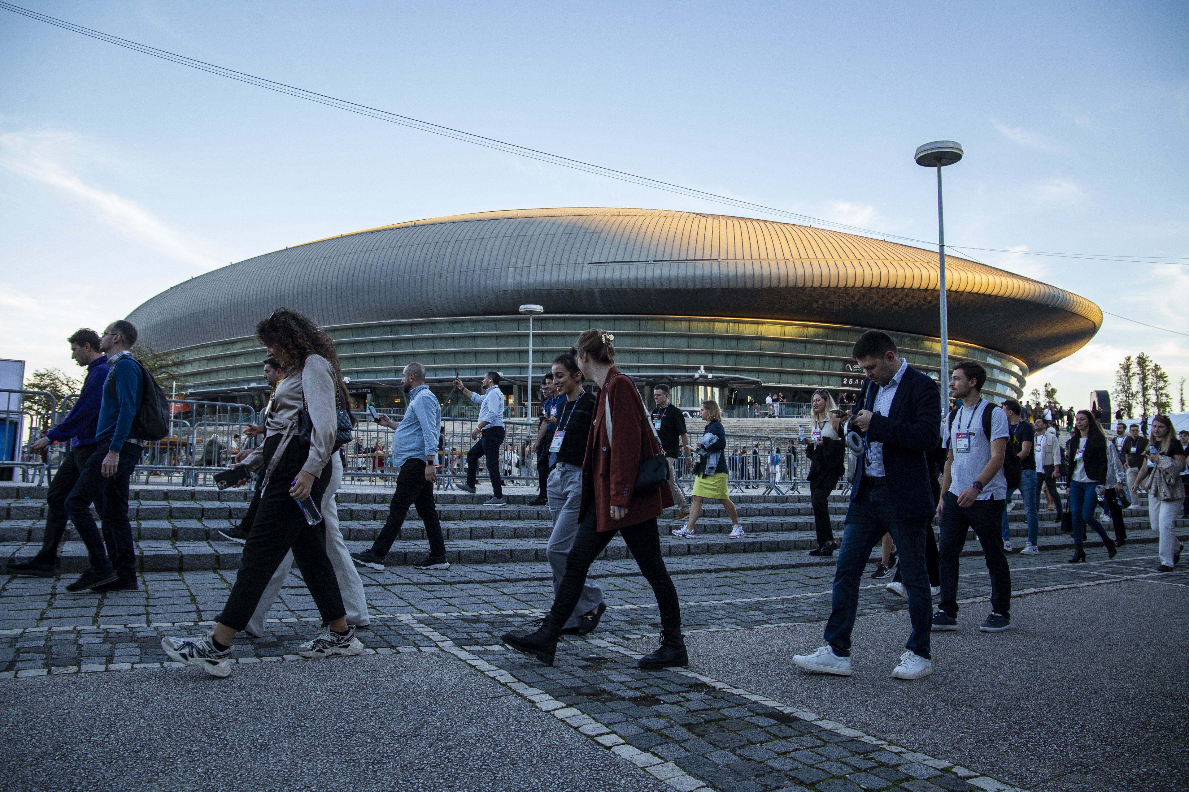 View of people walking inside the venue, at the Fil/altice arena, at the web summit 2023, on November 13, 2023, Lisbon, Portugal (Photo by Rita Franca/NurPhoto via Getty Images)