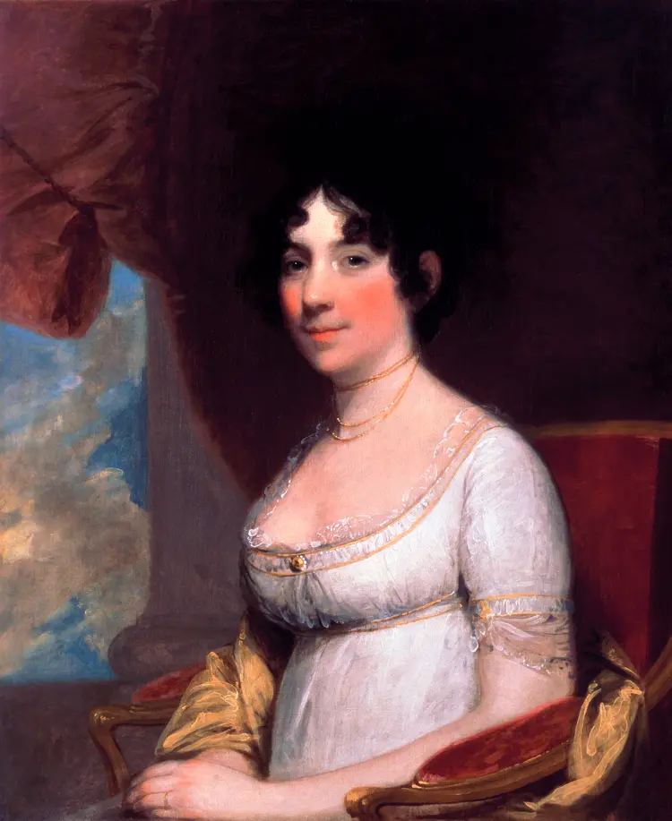 Dolly Madison em pintura de 1804; super-anfitriã e a "face mais suave do poder"