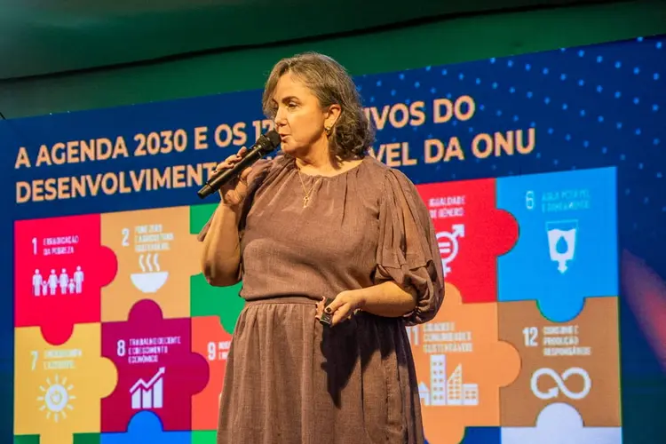 Denise Hills, SDG Pioneer para o Pacto Global da ONU no Brasil: apelo para que empresas cumpram as metas estabelecidas para 2030 e escolham, ao invés do greenwashing, a prática do greenwishing (Sebrae/Divulgação)