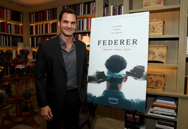 NEW YORK, NEW YORK - MAY 13: Roger Federer attends "Federer: Twelve Final Days" Prime Video Special Screening at The Whitby Hotel on May 13, 2024 in New York City. (Photo by Kevin Mazur/Getty Images for Prime Video) (Kevin Mazur/Getty Images for Prime Video/Getty Images)