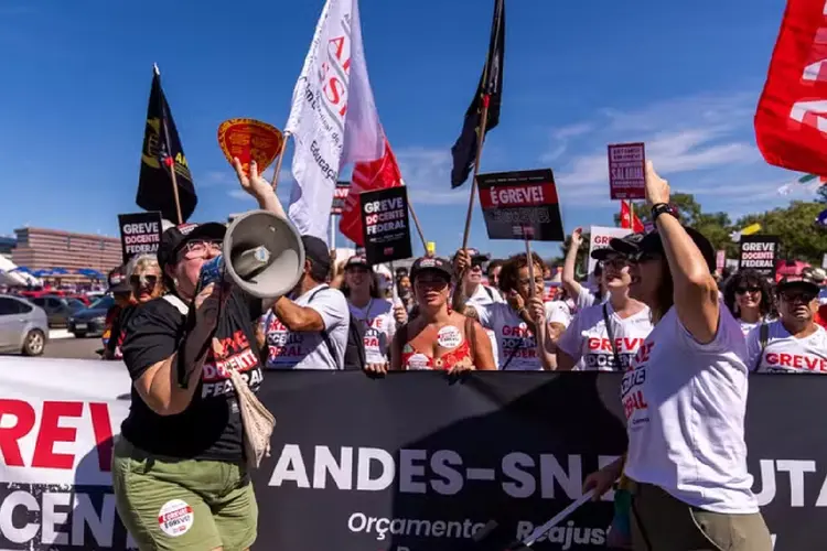 Manifestação na Esplanada reúne professores e servidores federias na 'Marcha a Brasília' (ANDES-SN/Reprodução)