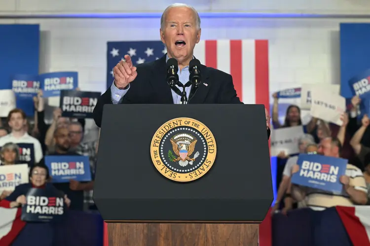 US President Joe Biden speaks at a campaign event in Madison, Wisconsin, on July 5, 2024. (Photo by SAUL LOEB / AFP)