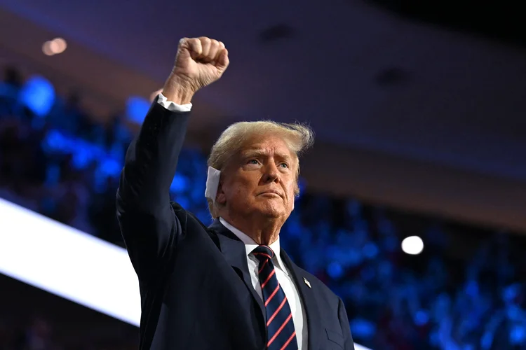 Donald Trump, durante a Convenção Nacional Republicana, em Milwaukee

 (Jim Watson/AFP)