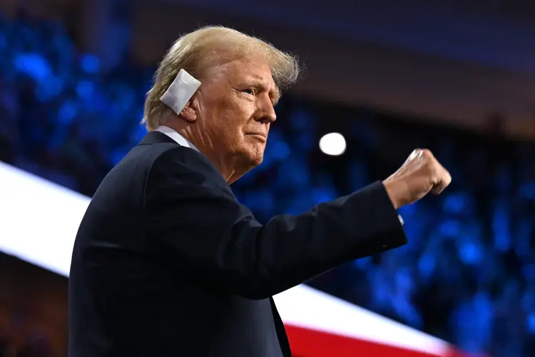 Donald Trump, durante a Convenção Nacional Republicana, em Milwaukee

 (Jim Watson/AFP)