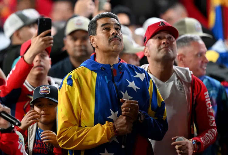 Nicolás Maduro, presidente da Venezuela, em discurso após a eleição (Juan Barreto/AFP)