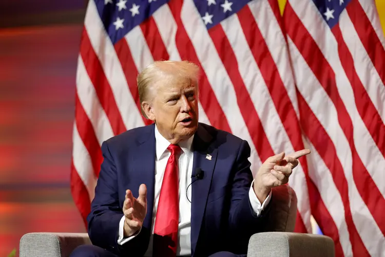 Former US President and 2024 Republican presidential nominee Donald Trump speaks during the National Association of Black Journalists annual convention in Chicago, Illinois, on July 31, 2024. (Photo by KAMIL KRZACZYNSKI / AFP)