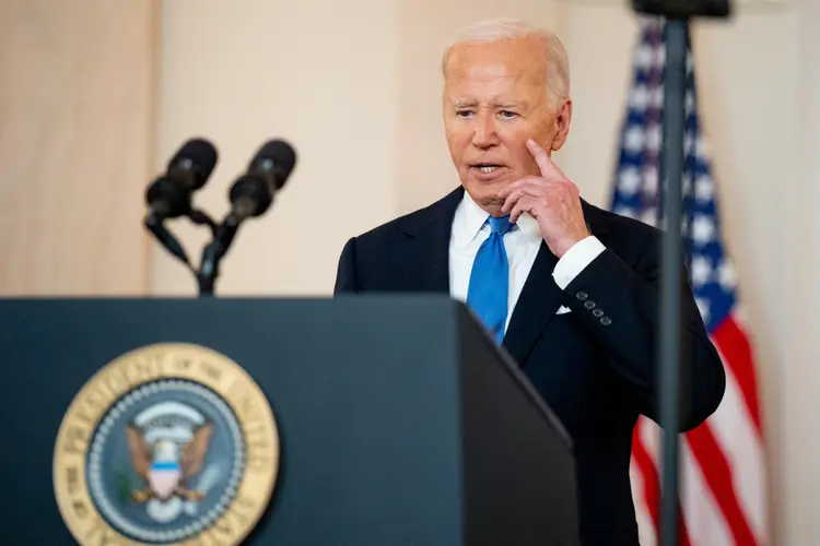 O presidente Joe Biden, durante discurso na Casa Branca (Andrew Harnik /AFP)