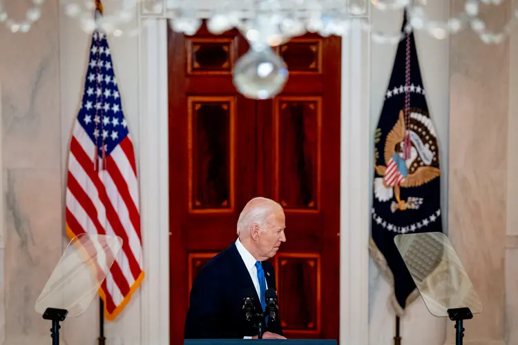Joe Biden, na Casa Branca: atual presidente desistiu da disputa neste ano e apoiou Kamala Harris, sua vice