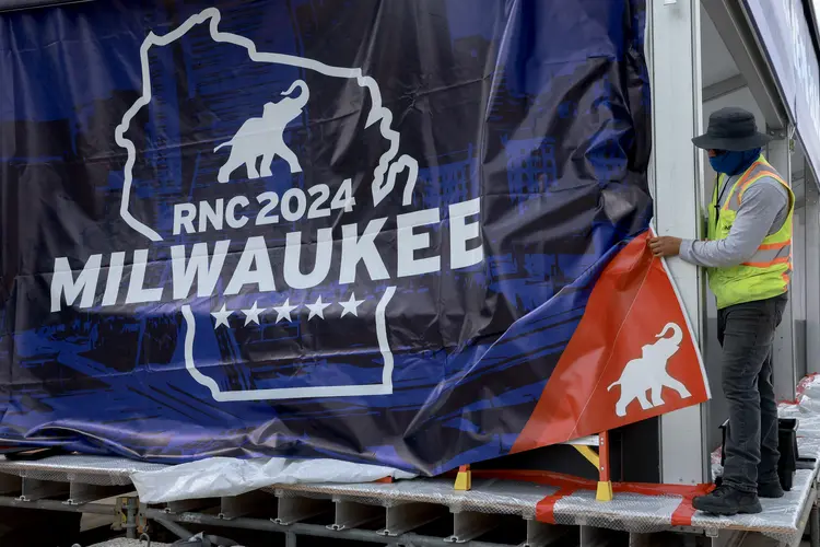 Convenção republicana: preparativos para o evento que será realizado em Milwaukee (Joe Raedle/AFP)