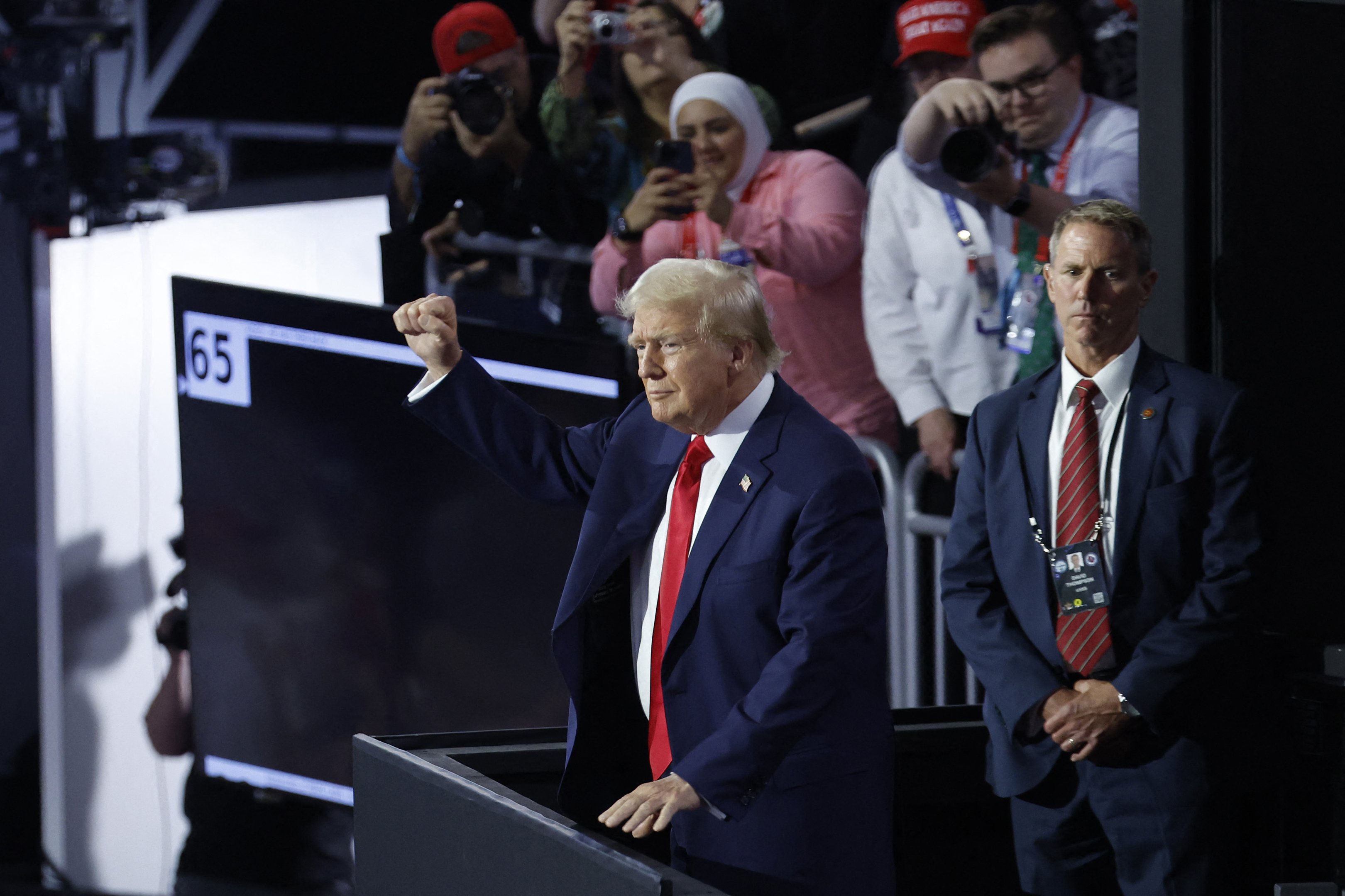 Donald Trump, durante aparição na Convenção Republicana, na segunda, 15