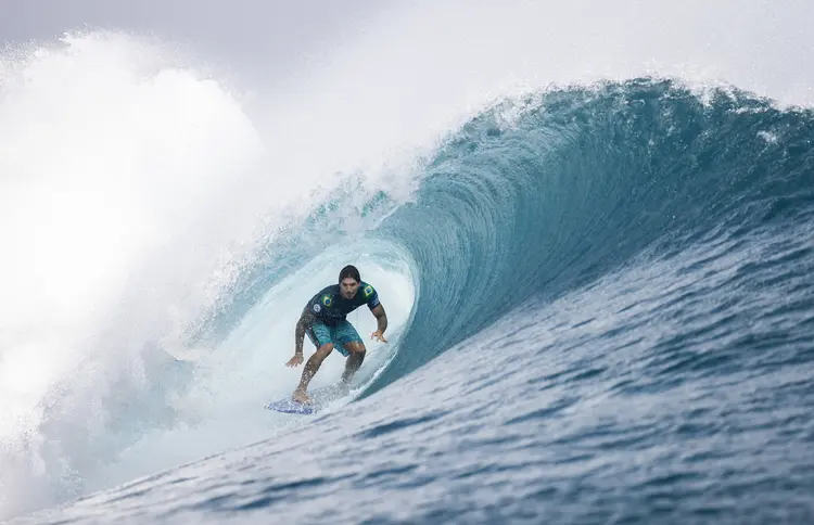 Gabriel Medina no Tahiti Pro em 16 de agosto de 2023 em Teahupo'o, Polinésia Francesa (Ryan Pierse/Getty Images)