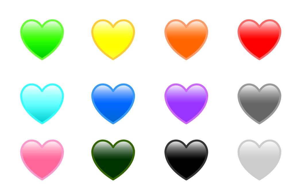 O que significa cada cor de emoji de coração?
