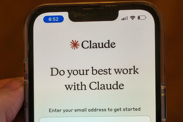 Close-up of phone screen displaying Anthropic Claude app, a Large Language Model (LLM) powered generative artificial intelligence chatbot, Lafayette, California, June 27, 2024. (Photo by Smith Collection/Gado/Getty Images) (Smith Collection/Gado/Getty Images)