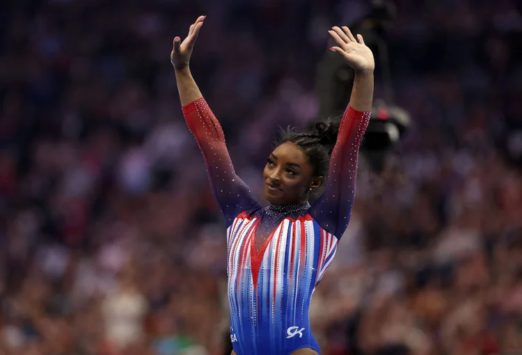 Simone Biles chega em Paris batendo recorde de cristais. (Getty Images Sports/Getty Images)