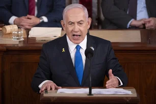 Imagem referente à matéria: Netanyahu defende conflito em Gaza no Congresso americano e milhares protestam contra ele