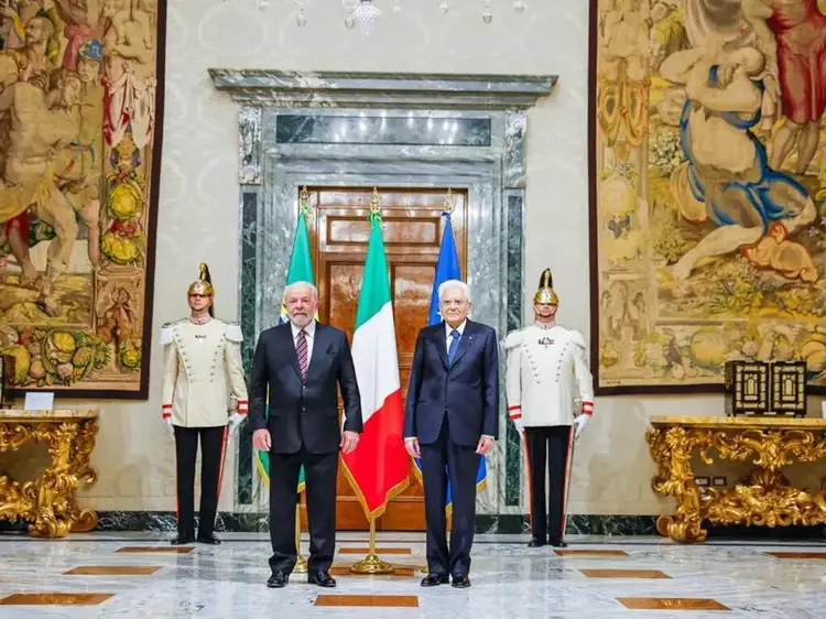 O presidente Luiz Inácio Lula da Silva é recebido no Palazzo del Quirinale pelo presidente da Italia, Sergio Mattarella em junho de 2023 (Ricardo Stuckert / PR/Agência Brasil)