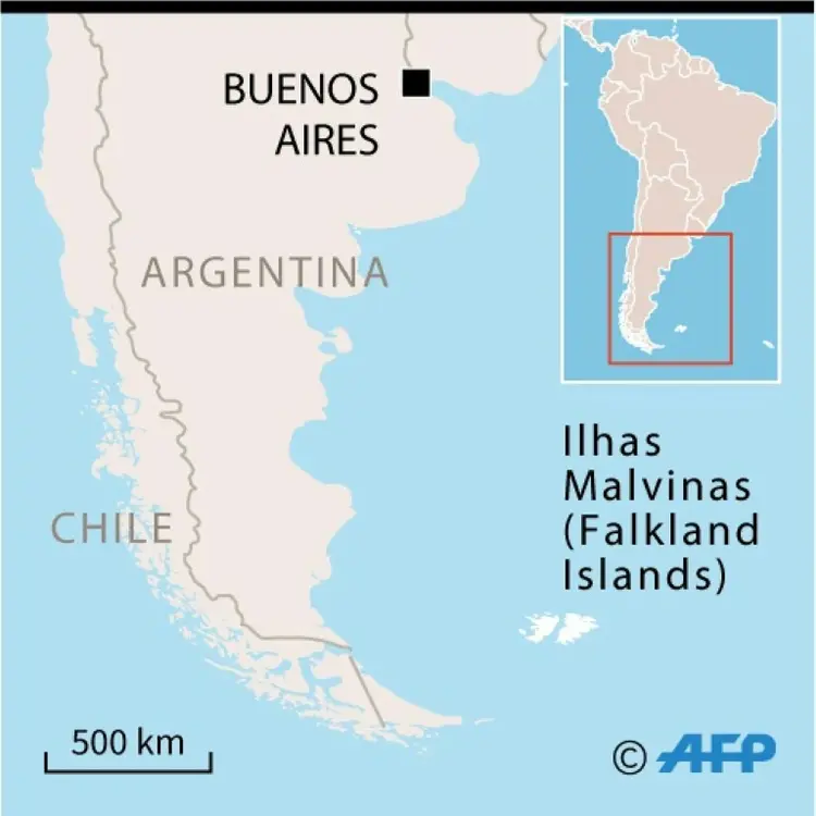  (Mapa das Ilhas Malvinas (Falkland)/AFP)