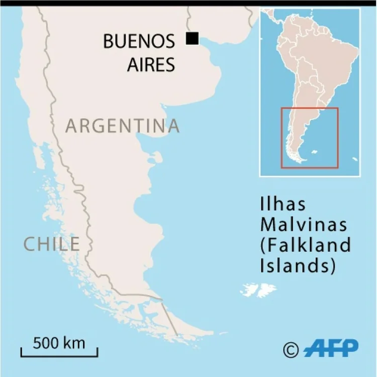  (Mapa das Ilhas Malvinas (Falkland)/AFP)