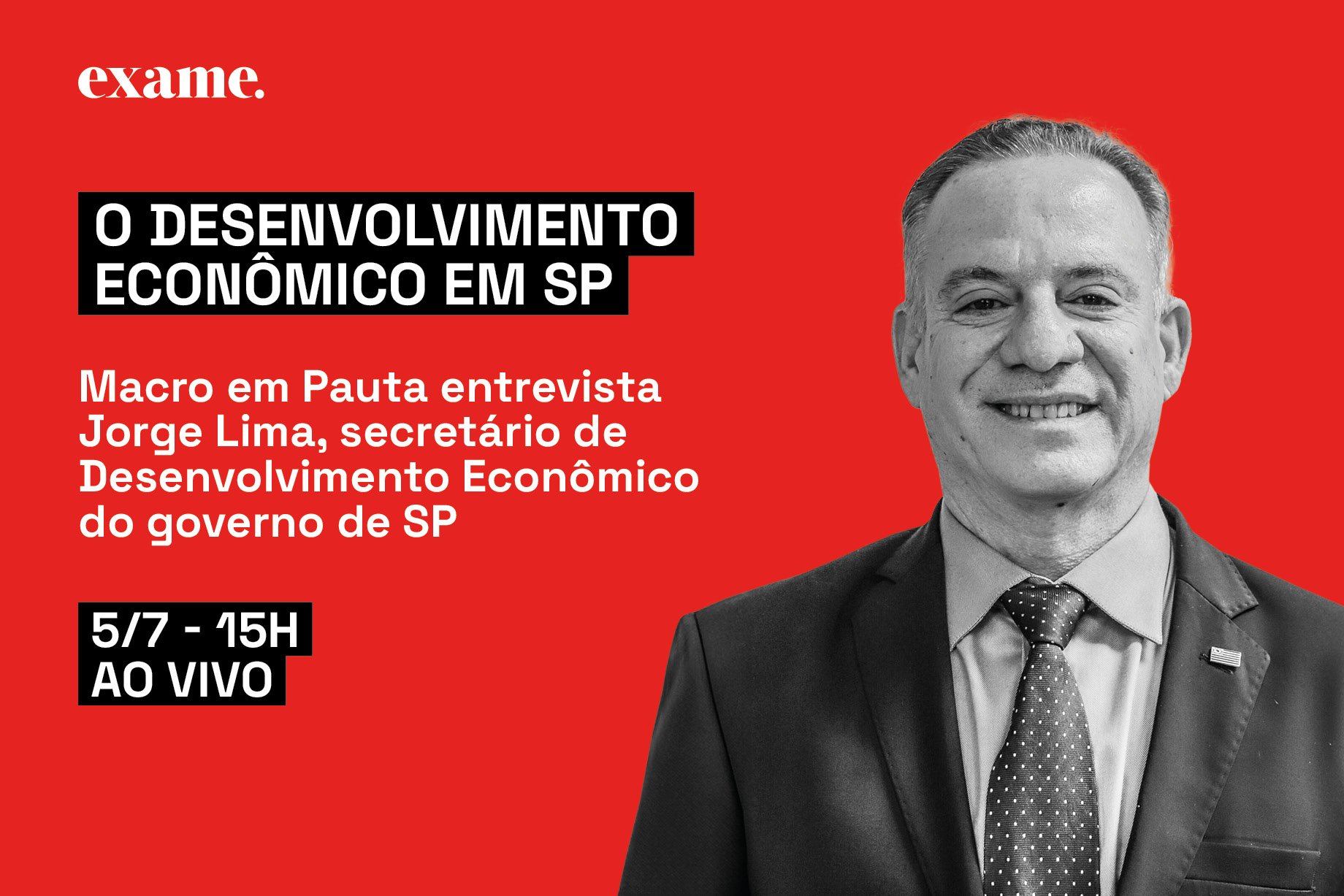 Jorge Lima, secretário de Desenvolvimento Econômico de SP, é o entrevistado da EXAME desta sexta