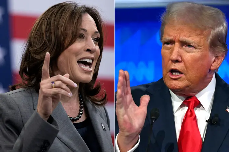 Montagem com os candidatos Kamala Harris e Donald Trump (AFP)