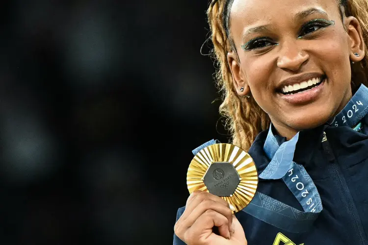 Olimpíadas de 2024: Rebeca Andrade termina participação em Paris com ouro (Gabriel BOUYS/AFP)