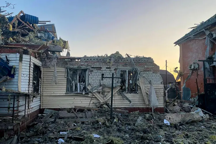 Área destruída por tropas ucranianas na região de Kursk ("AFP PHOTO / GOVERNOR OF KURSK REGION"/AFP)