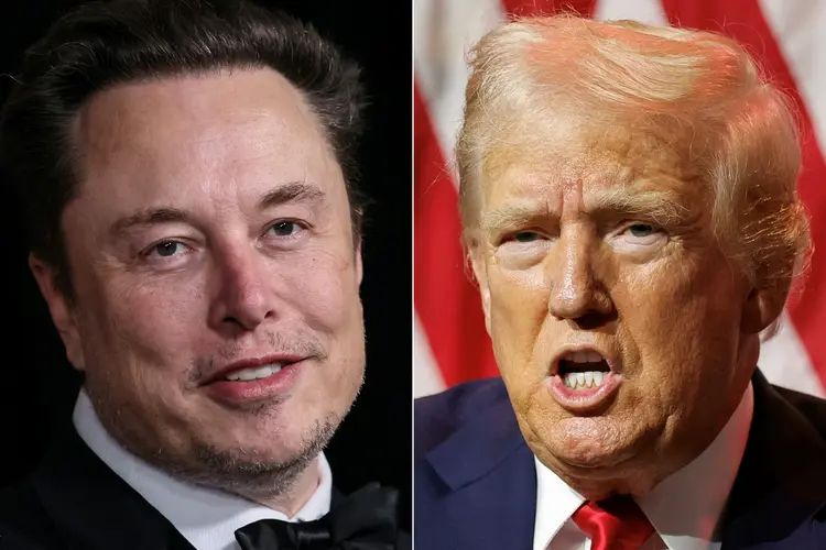 Elon Musk, dono da Tesla e SpaceX, e o ex-presidente Donald Trump (AFP)