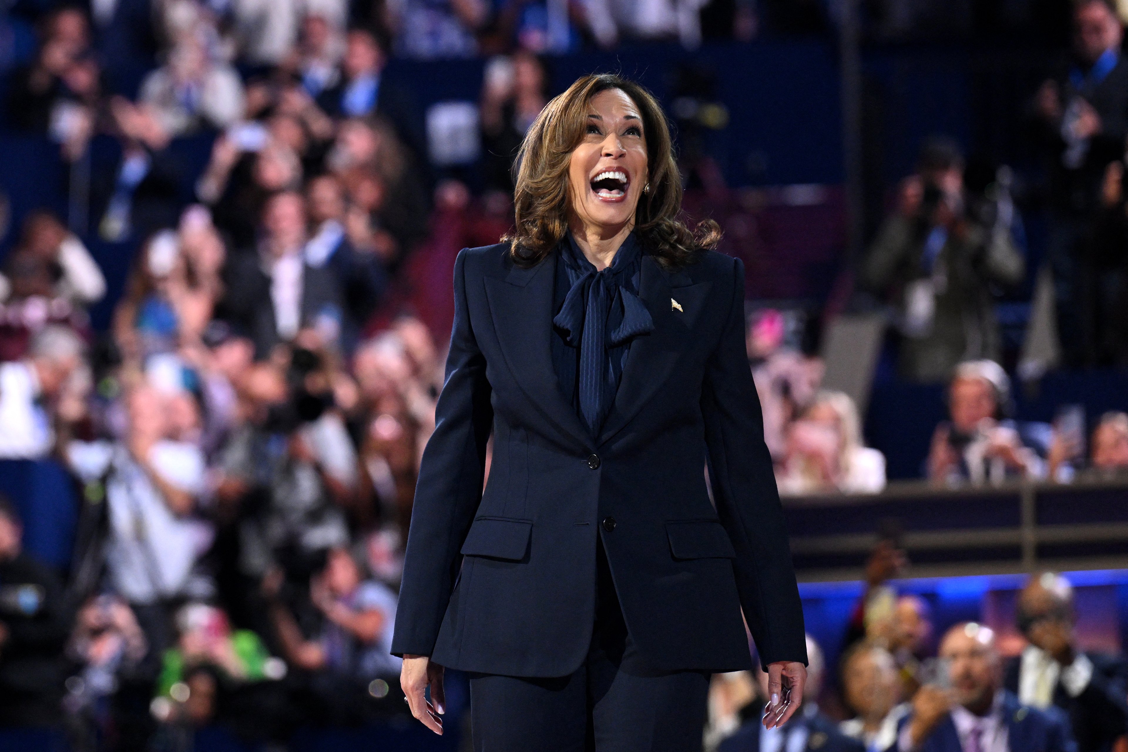 Kamala Harris na Convenção Democrata, em Chicago, em agosto