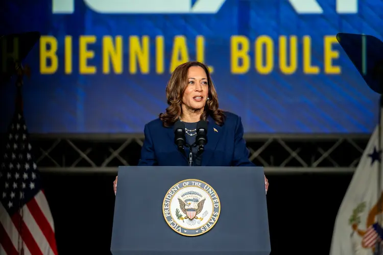 Kamala Harris, vice-presidente dos EUA e candidata nas eleições de 2024 a presidente (Brandon Bell/AFP)