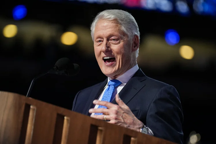 Bill Clinton, durante discurso na Convenção Democrata (Andrew Harnik/AFP)