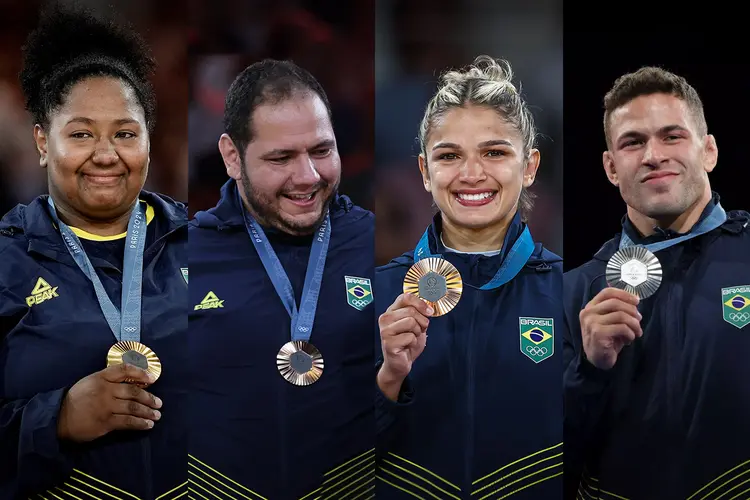 Esses judocas brasileiros foram para as Olimpíadas de Paris e voltaram com medalhas e muitos aprendizados  (Wander Roberto/Miriam Jeske/Alexandre Loureiro/COB/Divulgação)