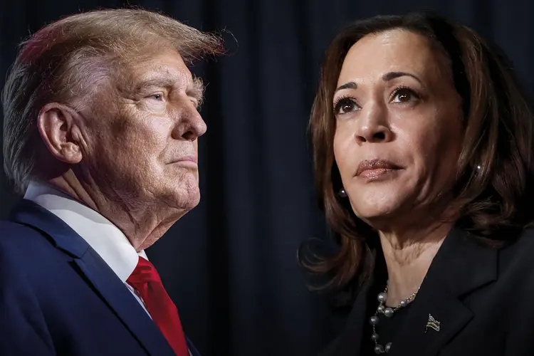 Donald Trump e Kamala Harris: os dois disputam a Presidência dos Estados Unidos neste ano (Jon Cherry/Getty Images)