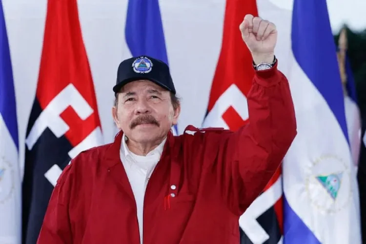 Presidente da Nicarágua, Daniel Ortega, durante discurso comemorando o aniversário da Revolução Sandinista  (Cesar Perez/AFP)